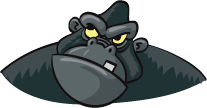 A graphic of a gorilla head